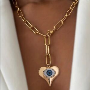 Elegant Evil Eye Heart Pendant Necklace (New!)